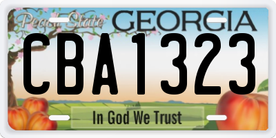 GA license plate CBA1323