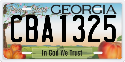 GA license plate CBA1325