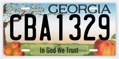 GA license plate CBA1329