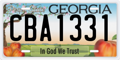 GA license plate CBA1331