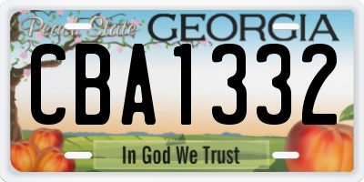 GA license plate CBA1332