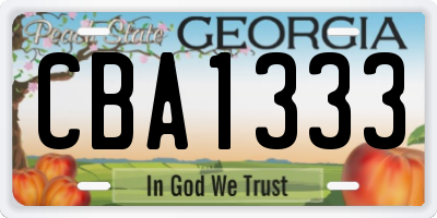 GA license plate CBA1333