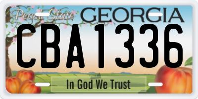 GA license plate CBA1336