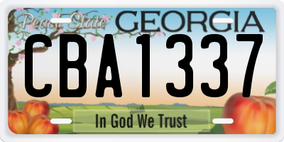 GA license plate CBA1337