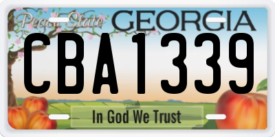 GA license plate CBA1339