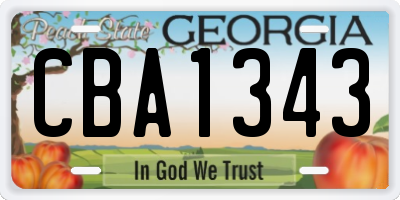 GA license plate CBA1343
