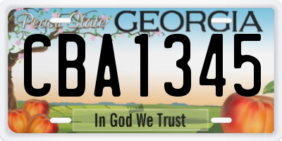 GA license plate CBA1345