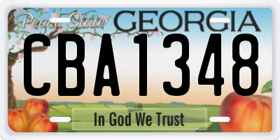 GA license plate CBA1348