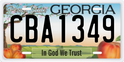 GA license plate CBA1349
