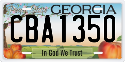 GA license plate CBA1350
