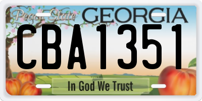 GA license plate CBA1351