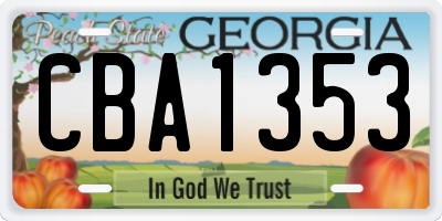 GA license plate CBA1353