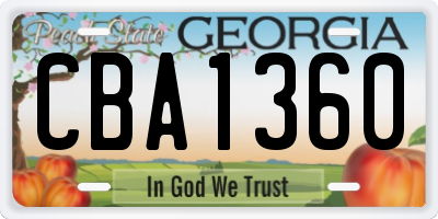GA license plate CBA1360