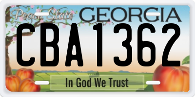 GA license plate CBA1362