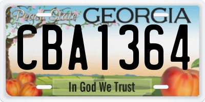 GA license plate CBA1364