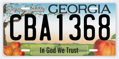 GA license plate CBA1368