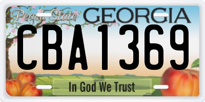 GA license plate CBA1369