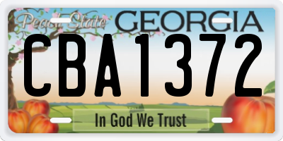 GA license plate CBA1372