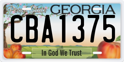 GA license plate CBA1375