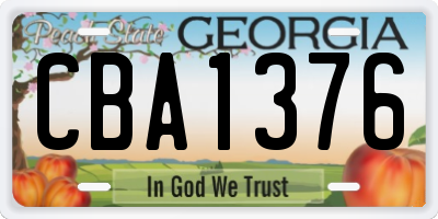 GA license plate CBA1376