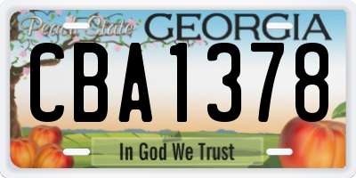 GA license plate CBA1378