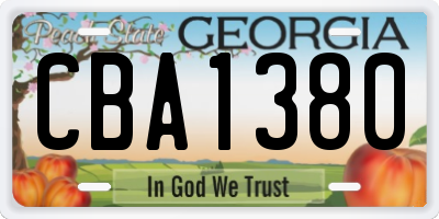GA license plate CBA1380