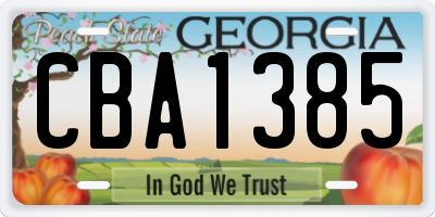 GA license plate CBA1385