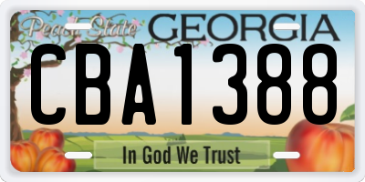 GA license plate CBA1388