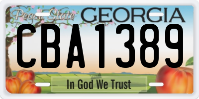 GA license plate CBA1389
