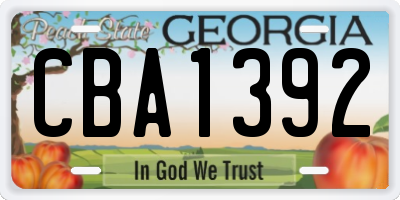 GA license plate CBA1392