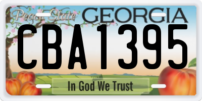 GA license plate CBA1395