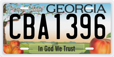 GA license plate CBA1396