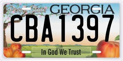 GA license plate CBA1397