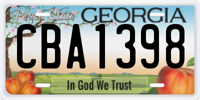 GA license plate CBA1398