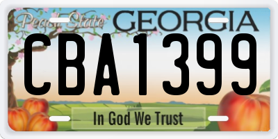 GA license plate CBA1399