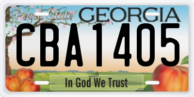 GA license plate CBA1405
