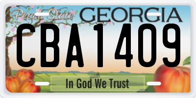 GA license plate CBA1409