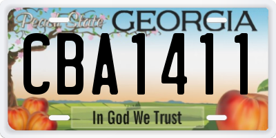 GA license plate CBA1411