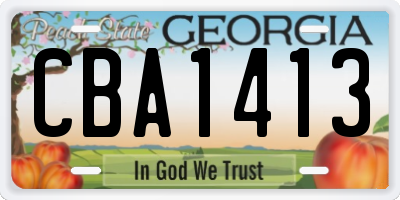 GA license plate CBA1413