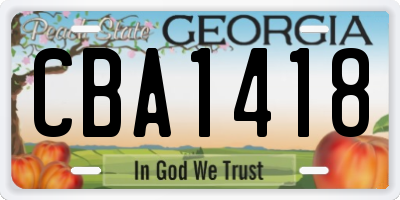 GA license plate CBA1418