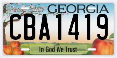 GA license plate CBA1419