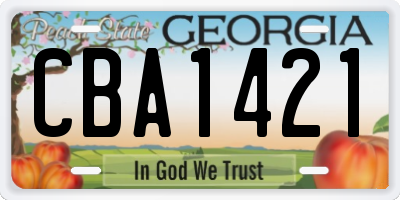 GA license plate CBA1421