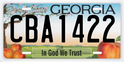 GA license plate CBA1422