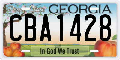 GA license plate CBA1428