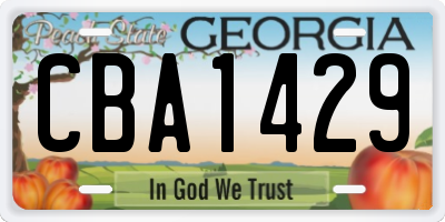 GA license plate CBA1429