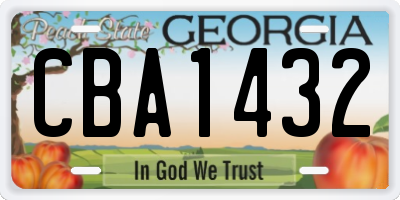 GA license plate CBA1432
