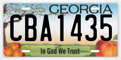 GA license plate CBA1435