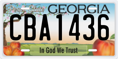 GA license plate CBA1436