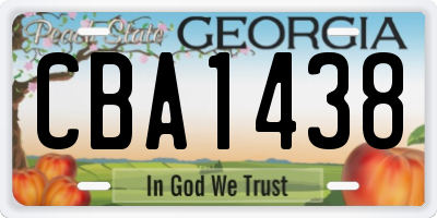 GA license plate CBA1438