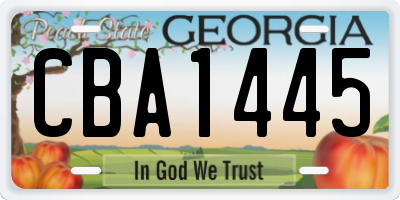 GA license plate CBA1445